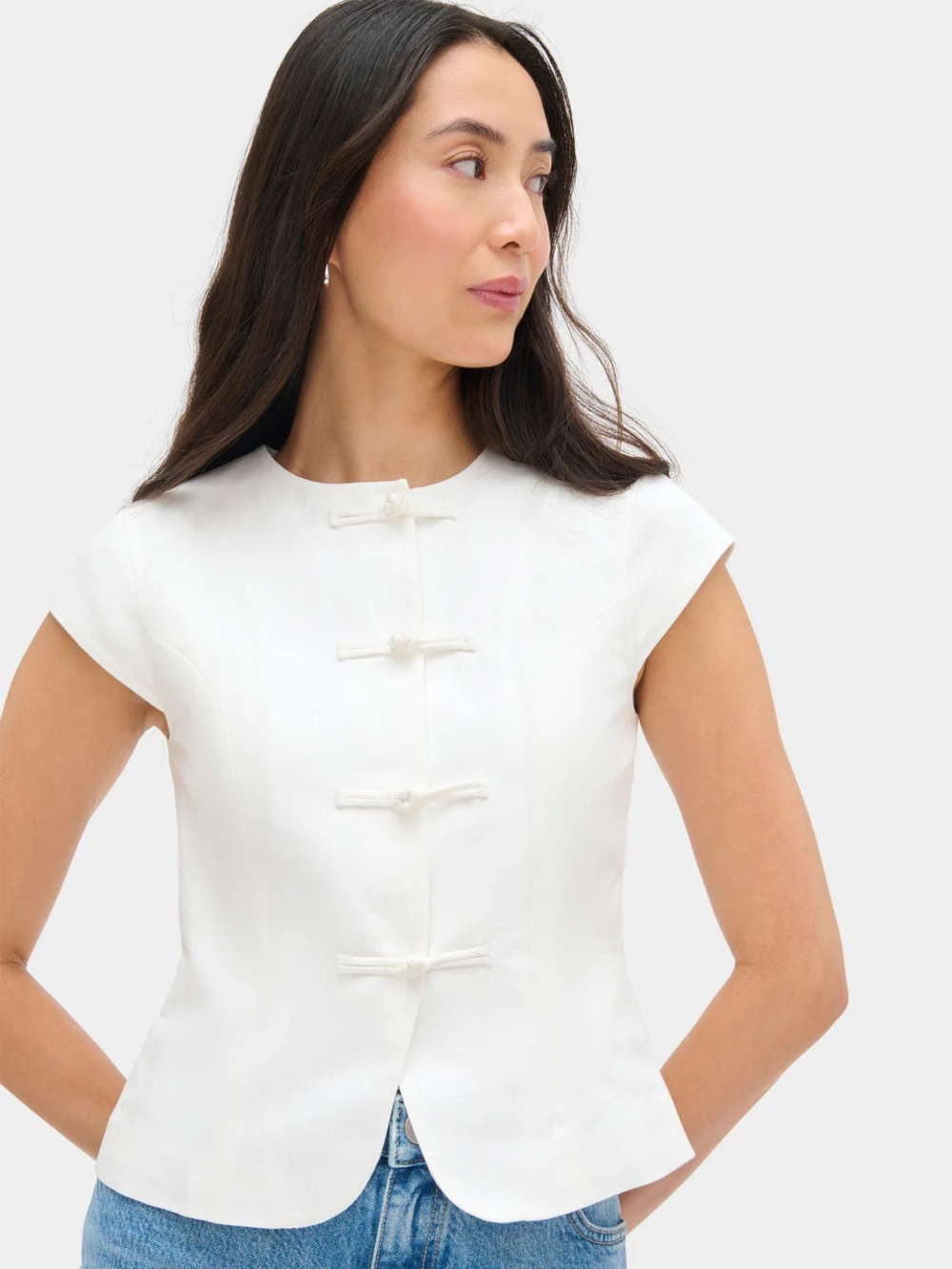 ALIGNE Connie Round Neck Linen Top